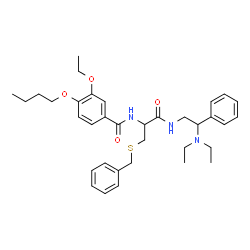 ChemSpider 2D Image | N-[3-(Benzylsulfanyl)-1-{[2-(diethylamino)-2-phenylethyl]amino}-1-oxo-2-propanyl]-4-butoxy-3-ethoxybenzamide | C35H47N3O4S