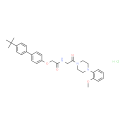 ChemSpider 2D Image | N-{2-[4-(2-Methoxyphenyl)-1-piperazinyl]-2-oxoethyl}-2-{[4'-(2-methyl-2-propanyl)-4-biphenylyl]oxy}acetamide hydrochloride (1:1) | C31H38ClN3O4