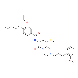 ChemSpider 2D Image | 4-Butoxy-3-ethoxy-N-[1-{4-[3-(2-methoxyphenyl)propyl]-1-piperazinyl}-4-(methylsulfanyl)-1-oxo-2-butanyl]benzamide | C32H47N3O5S