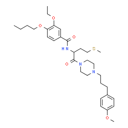 ChemSpider 2D Image | 4-Butoxy-3-ethoxy-N-[1-{4-[3-(4-methoxyphenyl)propyl]-1-piperazinyl}-4-(methylsulfanyl)-1-oxo-2-butanyl]benzamide | C32H47N3O5S