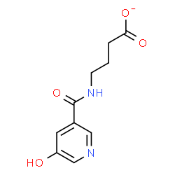 ChemSpider 2D Image | 4-{[(5-Hydroxy-3-pyridinyl)carbonyl]amino}butanoate | C10H11N2O4