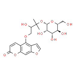 ChemSpider 2D Image | 3-Hydroxy-2-methyl-4-[(7-oxo-7H-furo[3,2-g]chromen-4-yl)oxy]-2-butanyl beta-D-mannopyranoside | C22H26O11