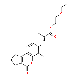 ChemSpider 2D Image | 2-Ethoxyethyl (2S)-2-[(6-methyl-4-oxo-1,2,3,4-tetrahydrocyclopenta[c]chromen-7-yl)oxy]propanoate | C20H24O6
