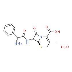 ChemSpider 2D Image | (6S,7R)-7-{[(2R)-2-Amino-2-phenylacetyl]amino}-3-methyl-8-oxo-5-thia-1-azabicyclo[4.2.0]oct-2-ene-2-carboxylic acid hydrate (1:1) | C16H19N3O5S