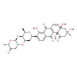 ChemSpider 2D Image | (3R,4aR,12bS)-9-[(2S,4aR,5aR,7R,9R,9aS,10aR)-2,9-Dimethyl-3-oxooctahydro-2H,5aH-dipyrano[2,3-b:4',3'-e][1,4]dioxin-7-yl]-3,4a,8,12b-tetrahydroxy-3-methyl-3,4,4a,12b-tetrahydro-1,7,12(2H)-tetraphenetri
one (non-preferred name) | C31H32O12