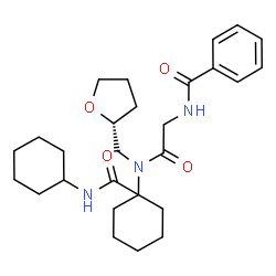 ChemSpider 2D Image | N-(2-{[1-(Cyclohexylcarbamoyl)cyclohexyl][(2R)-tetrahydro-2-furanylmethyl]amino}-2-oxoethyl)benzamide | C27H39N3O4