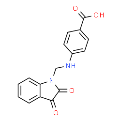 ChemSpider 2D Image | 4-{[(2,3-Dioxo-2,3-dihydro-1H-indol-1-yl)methyl]amino}benzoic acid | C16H12N2O4