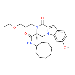 ChemSpider 2D Image | (3S)-N-Cyclooctyl-2-(3-ethoxypropyl)-7-methoxy-3-methyl-1-oxo-1,2,3,4-tetrahydropyrazino[1,2-a]indole-3-carboxamide | C27H39N3O4