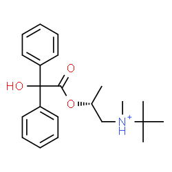ChemSpider 2D Image | (2R)-2-[2-Hydroxy(diphenyl)acetoxy]-N-methyl-N-(2-methyl-2-propanyl)-1-propanaminium | C22H30NO3