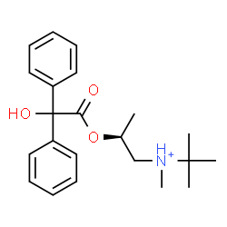 ChemSpider 2D Image | (2S)-2-[2-Hydroxy(diphenyl)acetoxy]-N-methyl-N-(2-methyl-2-propanyl)-1-propanaminium | C22H30NO3