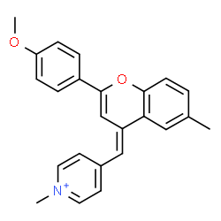 ChemSpider 2D Image | 4-{(E)-[2-(4-Methoxyphenyl)-6-methyl-4H-chromen-4-ylidene]methyl}-1-methylpyridinium | C24H22NO2