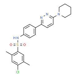 ChemSpider 2D Image | 4-Chloro-2,5-dimethyl-N-{4-[6-(1-piperidinyl)-3-pyridazinyl]phenyl}benzenesulfonamide | C23H25ClN4O2S