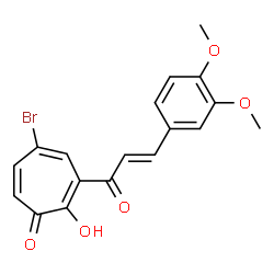 ChemSpider 2D Image | 5-Bromo-3-[(2E)-3-(3,4-dimethoxyphenyl)-2-propenoyl]-2-hydroxy-2,4,6-cycloheptatrien-1-one | C18H15BrO5