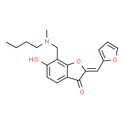 ChemSpider 2D Image | (2Z)-7-{[Butyl(methyl)amino]methyl}-2-(2-furylmethylene)-6-hydroxy-1-benzofuran-3(2H)-one | C19H21NO4