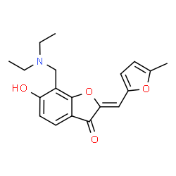 ChemSpider 2D Image | (2Z)-7-[(Diethylamino)methyl]-6-hydroxy-2-[(5-methyl-2-furyl)methylene]-1-benzofuran-3(2H)-one | C19H21NO4
