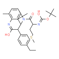 ChemSpider 2D Image | 2-Methyl-2-propanyl {1-[{2-[(2,6-dimethylphenyl)amino]-1-(4-ethylphenyl)-2-oxoethyl}(2-methyl-2-propanyl)amino]-4-(methylsulfanyl)-1-oxo-2-butanyl}carbamate | C32H47N3O4S