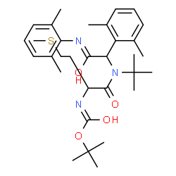 ChemSpider 2D Image | 2-Methyl-2-propanyl {1-[{1-(2,6-dimethylphenyl)-2-[(2,6-dimethylphenyl)amino]-2-oxoethyl}(2-methyl-2-propanyl)amino]-4-(methylsulfanyl)-1-oxo-2-butanyl}carbamate | C32H47N3O4S