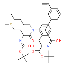 ChemSpider 2D Image | 2-Methyl-2-propanyl N-{[(N-{[(2-methyl-2-propanyl)oxy]carbonyl}methionyl)(pentyl)amino](3-vinylphenyl)acetyl}phenylalaninate | C38H55N3O6S