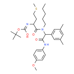 ChemSpider 2D Image | 2-Methyl-2-propanyl {1-[{1-(3,5-dimethylphenyl)-2-[(4-methoxyphenyl)amino]-2-oxoethyl}(pentyl)amino]-4-(methylsulfanyl)-1-oxo-2-butanyl}carbamate | C32H47N3O5S