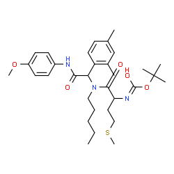 ChemSpider 2D Image | 2-Methyl-2-propanyl {1-[{1-(2,4-dimethylphenyl)-2-[(4-methoxyphenyl)amino]-2-oxoethyl}(pentyl)amino]-4-(methylsulfanyl)-1-oxo-2-butanyl}carbamate | C32H47N3O5S