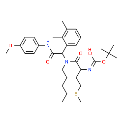ChemSpider 2D Image | 2-Methyl-2-propanyl {1-[{1-(2,3-dimethylphenyl)-2-[(4-methoxyphenyl)amino]-2-oxoethyl}(pentyl)amino]-4-(methylsulfanyl)-1-oxo-2-butanyl}carbamate | C32H47N3O5S