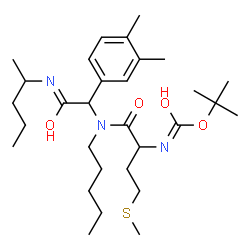 ChemSpider 2D Image | 2-Methyl-2-propanyl [1-{[1-(3,4-dimethylphenyl)-2-oxo-2-(2-pentanylamino)ethyl](pentyl)amino}-4-(methylsulfanyl)-1-oxo-2-butanyl]carbamate | C30H51N3O4S