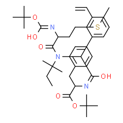 ChemSpider 2D Image | 2-Methyl-2-propanyl N-{[(2-methyl-2-butanyl)(N-{[(2-methyl-2-propanyl)oxy]carbonyl}methionyl)amino](3-vinylphenyl)acetyl}phenylalaninate | C38H55N3O6S