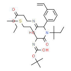 ChemSpider 2D Image | Ethyl N-{[(2-methyl-2-butanyl)(N-{[(2-methyl-2-propanyl)oxy]carbonyl}methionyl)amino](3-vinylphenyl)acetyl}-beta-alaninate | C30H47N3O6S