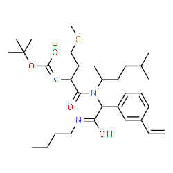 ChemSpider 2D Image | 2-Methyl-2-propanyl [1-{[2-(butylamino)-2-oxo-1-(3-vinylphenyl)ethyl](5-methyl-2-hexanyl)amino}-4-(methylsulfanyl)-1-oxo-2-butanyl]carbamate | C31H51N3O4S