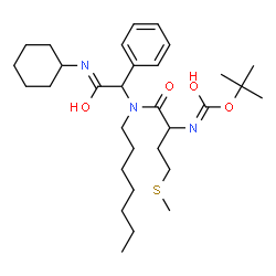 ChemSpider 2D Image | 2-Methyl-2-propanyl [1-{[2-(cyclohexylamino)-2-oxo-1-phenylethyl](heptyl)amino}-4-(methylsulfanyl)-1-oxo-2-butanyl]carbamate | C31H51N3O4S