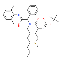 ChemSpider 2D Image | 2-Methyl-2-propanyl {1-[{2-[(2,6-dimethylphenyl)amino]-2-oxo-1-phenylethyl}(heptyl)amino]-4-(methylsulfanyl)-1-oxo-2-butanyl}carbamate | C33H49N3O4S