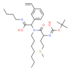 ChemSpider 2D Image | 2-Methyl-2-propanyl [1-{[2-(butylamino)-2-oxo-1-(3-vinylphenyl)ethyl](heptyl)amino}-4-(methylsulfanyl)-1-oxo-2-butanyl]carbamate | C31H51N3O4S