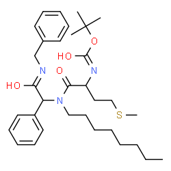 ChemSpider 2D Image | 2-Methyl-2-propanyl [1-{[2-(benzylamino)-2-oxo-1-phenylethyl](octyl)amino}-4-(methylsulfanyl)-1-oxo-2-butanyl]carbamate | C33H49N3O4S