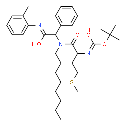 ChemSpider 2D Image | 2-Methyl-2-propanyl {1-[{2-[(2-methylphenyl)amino]-2-oxo-1-phenylethyl}(octyl)amino]-4-(methylsulfanyl)-1-oxo-2-butanyl}carbamate | C33H49N3O4S