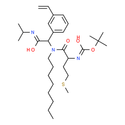 ChemSpider 2D Image | 2-Methyl-2-propanyl [1-{[2-(isopropylamino)-2-oxo-1-(3-vinylphenyl)ethyl](octyl)amino}-4-(methylsulfanyl)-1-oxo-2-butanyl]carbamate | C31H51N3O4S