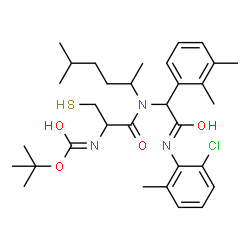 ChemSpider 2D Image | 2-Methyl-2-propanyl {1-[{2-[(2-chloro-6-methylphenyl)amino]-1-(2,3-dimethylphenyl)-2-oxoethyl}(5-methyl-2-hexanyl)amino]-1-oxo-3-sulfanyl-2-propanyl}carbamate | C32H46ClN3O4S