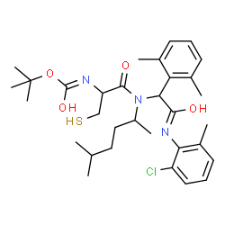 ChemSpider 2D Image | 2-Methyl-2-propanyl {1-[{2-[(2-chloro-6-methylphenyl)amino]-1-(2,6-dimethylphenyl)-2-oxoethyl}(5-methyl-2-hexanyl)amino]-1-oxo-3-sulfanyl-2-propanyl}carbamate | C32H46ClN3O4S