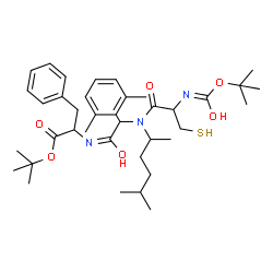 ChemSpider 2D Image | 2-Methyl-2-propanyl N-{(2,6-dimethylphenyl)[(5-methyl-2-hexanyl)(N-{[(2-methyl-2-propanyl)oxy]carbonyl}cysteinyl)amino]acetyl}phenylalaninate | C38H57N3O6S