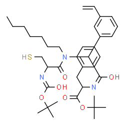 ChemSpider 2D Image | 2-Methyl-2-propanyl N-{[heptyl(N-{[(2-methyl-2-propanyl)oxy]carbonyl}cysteinyl)amino](3-vinylphenyl)acetyl}phenylalaninate | C38H55N3O6S