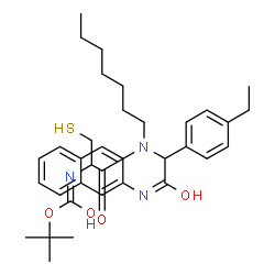 ChemSpider 2D Image | 2-Methyl-2-propanyl (1-{[1-(4-ethylphenyl)-2-(2-naphthylamino)-2-oxoethyl](heptyl)amino}-1-oxo-3-sulfanyl-2-propanyl)carbamate | C35H47N3O4S