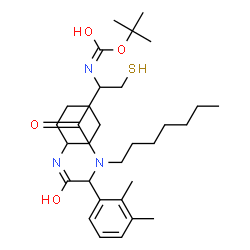 ChemSpider 2D Image | 2-Methyl-2-propanyl (1-{[2-(cyclohexylamino)-1-(2,3-dimethylphenyl)-2-oxoethyl](heptyl)amino}-1-oxo-3-sulfanyl-2-propanyl)carbamate | C31H51N3O4S