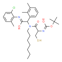 ChemSpider 2D Image | 2-Methyl-2-propanyl {1-[{2-[(2-chloro-6-methylphenyl)amino]-1-(2,3-dimethylphenyl)-2-oxoethyl}(heptyl)amino]-1-oxo-3-sulfanyl-2-propanyl}carbamate | C32H46ClN3O4S