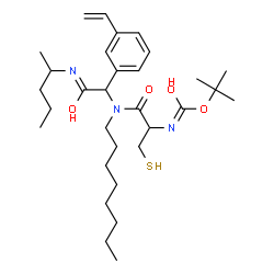 ChemSpider 2D Image | 2-Methyl-2-propanyl (1-{octyl[2-oxo-2-(2-pentanylamino)-1-(3-vinylphenyl)ethyl]amino}-1-oxo-3-sulfanyl-2-propanyl)carbamate | C31H51N3O4S