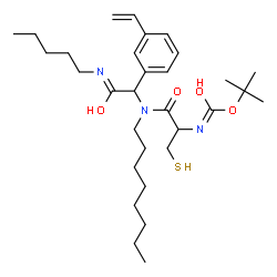 ChemSpider 2D Image | 2-Methyl-2-propanyl (1-{octyl[2-oxo-2-(pentylamino)-1-(3-vinylphenyl)ethyl]amino}-1-oxo-3-sulfanyl-2-propanyl)carbamate | C31H51N3O4S