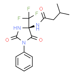 ChemSpider 2D Image | N-[(4S)-2,5-Dioxo-1-phenyl-4-(trifluoromethyl)-4-imidazolidinyl]-3-methylbutanamide | C15H16F3N3O3