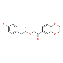 ChemSpider 2D Image | 2-(2,3-Dihydro-1,4-benzodioxin-6-yl)-2-oxoethyl (4-bromophenyl)acetate | C18H15BrO5