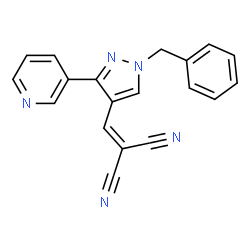 ChemSpider 2D Image | {[1-Benzyl-3-(3-pyridinyl)-1H-pyrazol-4-yl]methylene}malononitrile | C19H13N5