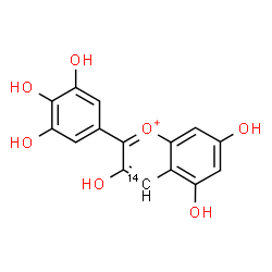 ChemSpider 2D Image | 3,5,7-Trihydroxy-2-(3,4,5-trihydroxyphenyl)(4-~14~C)chromenium | C1414CH11O7