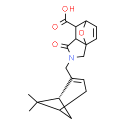 ChemSpider 2D Image | 3-{[(1R)-6,6-Dimethylbicyclo[3.1.1]hept-2-en-2-yl]methyl}-4-oxo-10-oxa-3-azatricyclo[5.2.1.0~1,5~]dec-8-ene-6-carboxylic acid | C19H23NO4
