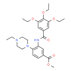 ChemSpider 2D Image | Methyl 4-(4-ethyl-1-piperazinyl)-3-[(3,4,5-triethoxybenzoyl)amino]benzoate | C27H37N3O6